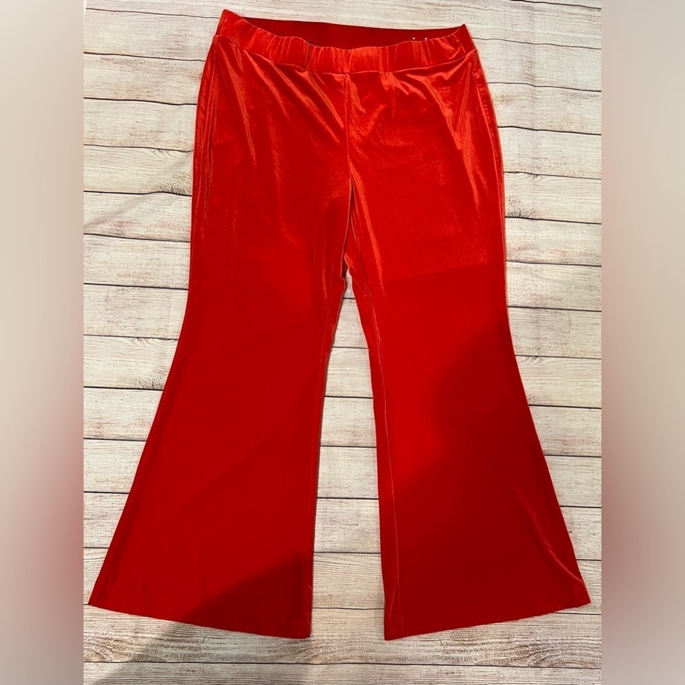 Lane Bryant Womens Pull-On Pants Sz 20 Red Velvet Flare mid rise